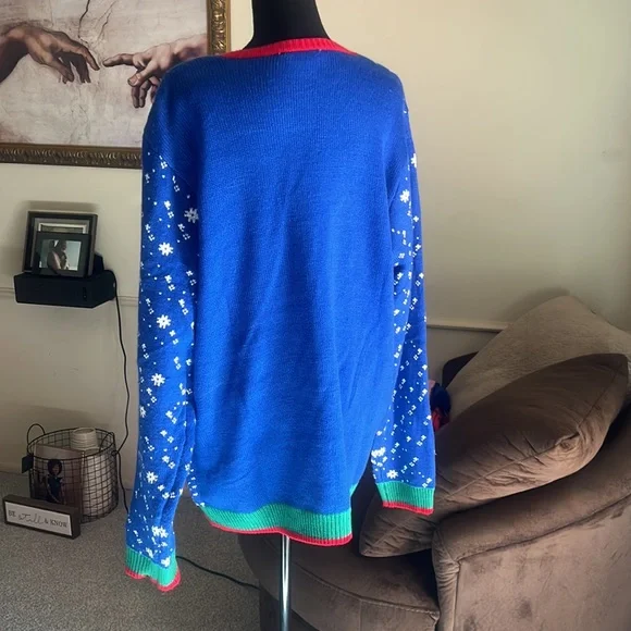 Ugly Christmas Size XL Green Knit snowman, chimney and Christmas tree Sweater - Picture 2 of 3
